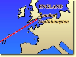 Map with London and South Hampton